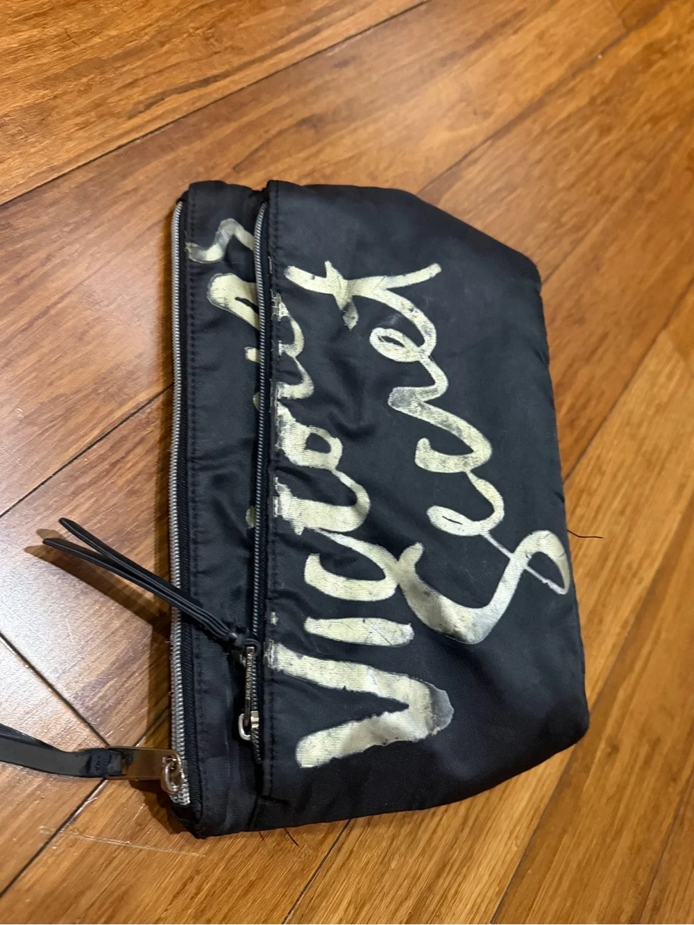 Victoria's Secret Black Cosmetic Pouch with Metallic Script